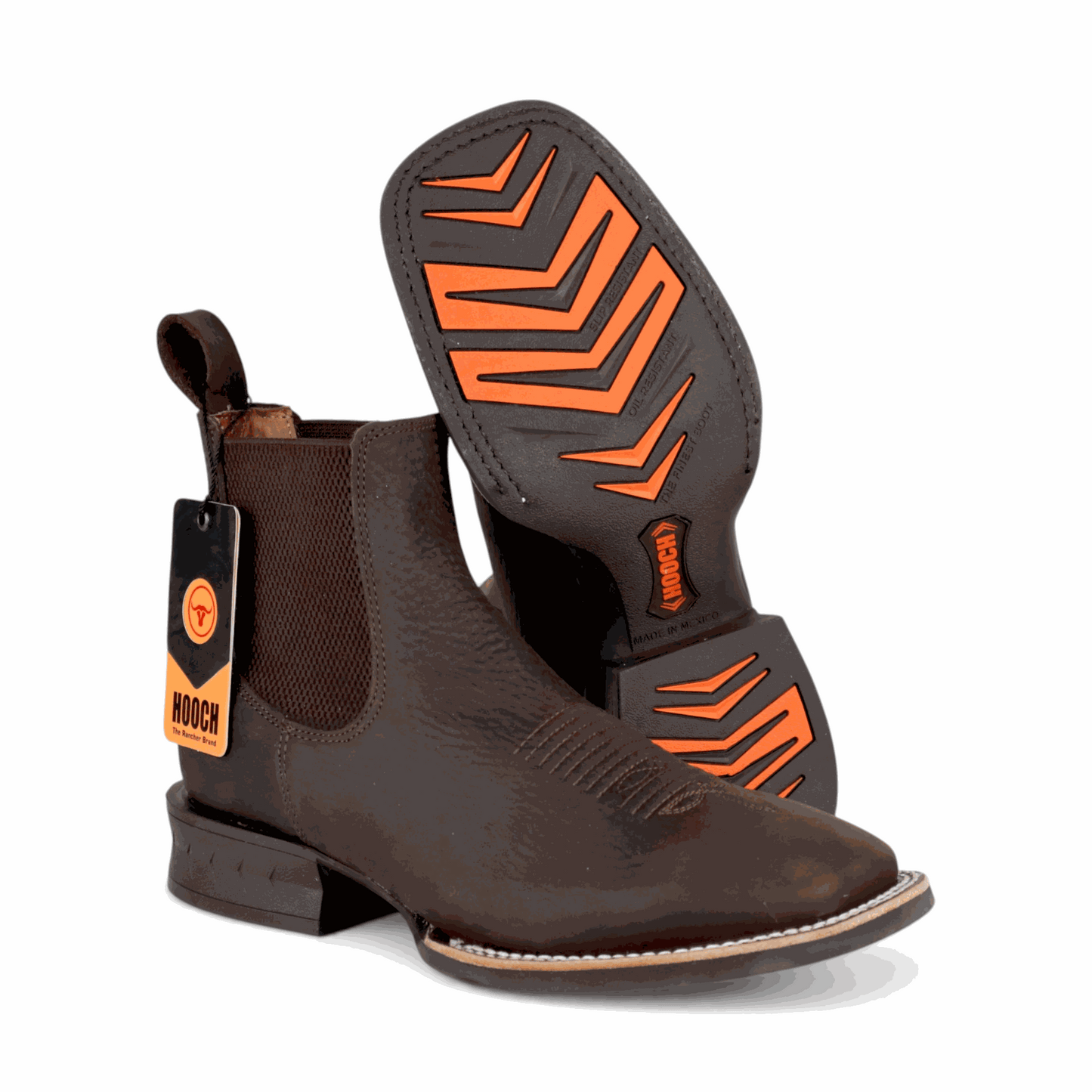 Hooch Boots Mens Wide Square Toe Botin Chocolate – Genuine Leather Western Boots