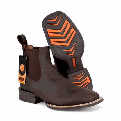 Hooch Boots Mens Wide Square Toe Botin Chocolate – Genuine Leather Western Boots