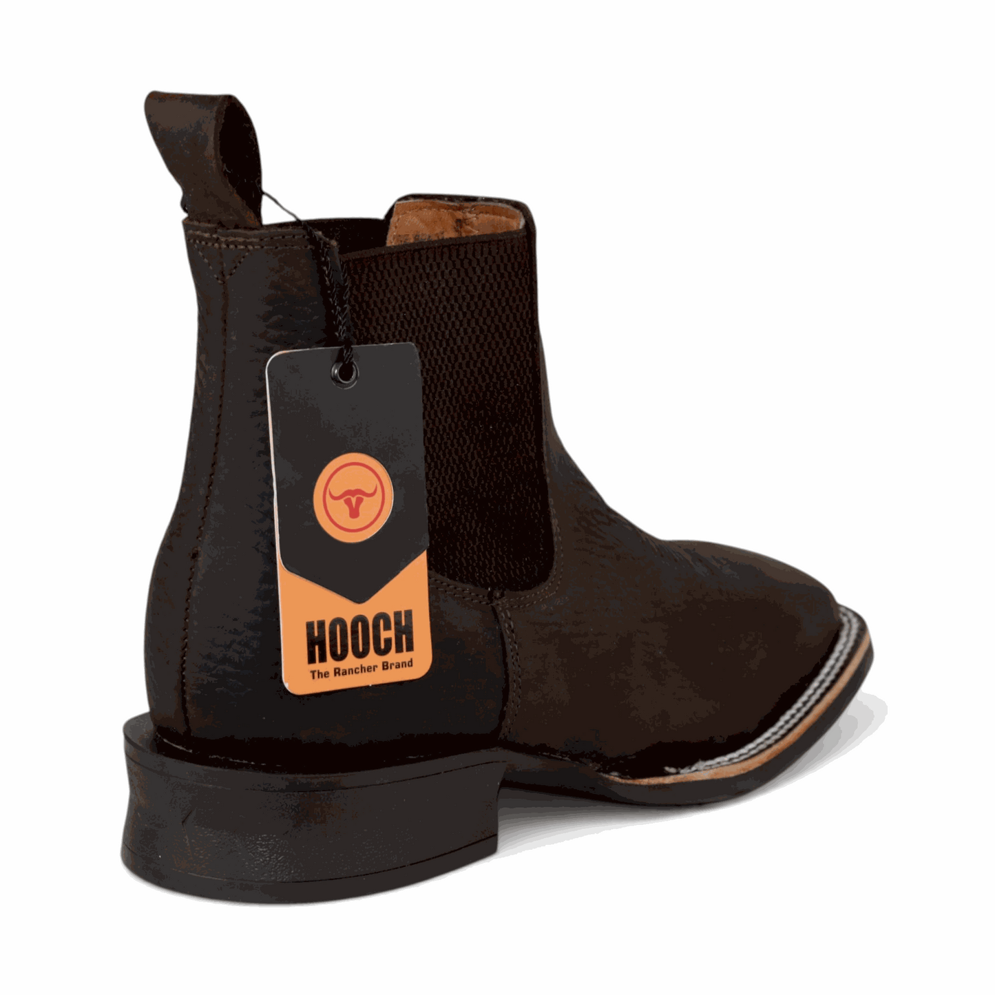 Hooch Boots Mens Wide Square Toe Botin Chocolate – Genuine Leather Western Boots