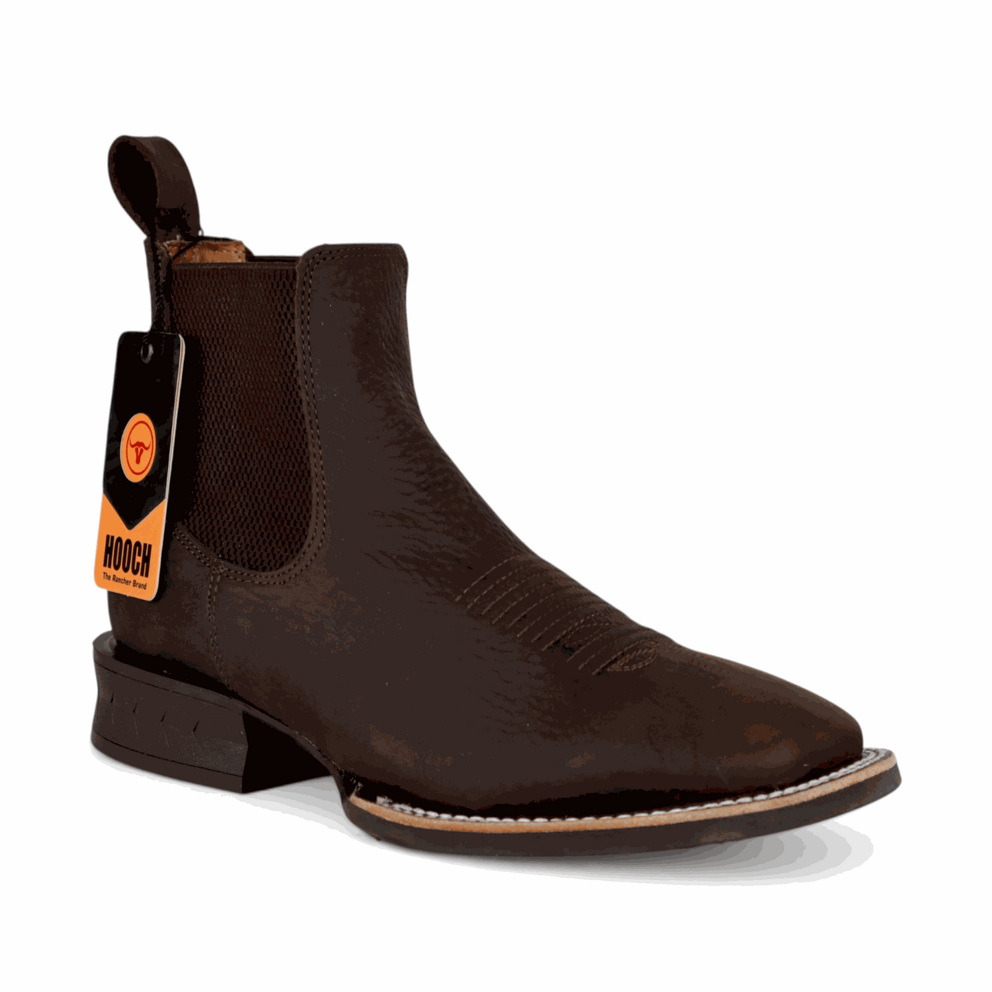 Hooch Boots Mens Wide Square Toe Botin Chocolate – Genuine Leather Western Boots