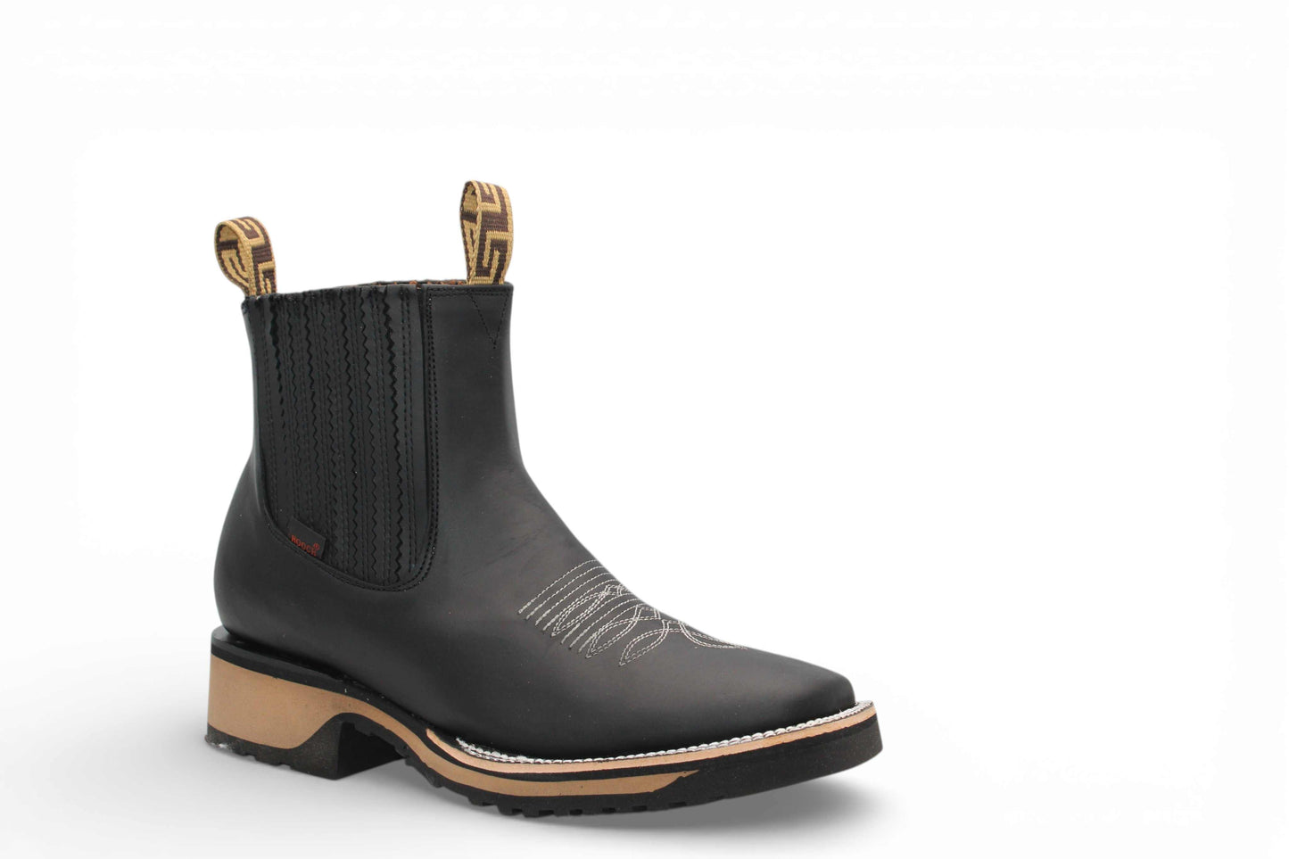 Hooch Boots Mens Crazy Leather Botin Boots Black – Lightweight Rubber Sole