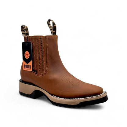 Hooch Boots Men's Tan Crazy Leather Western Boots - Handmade