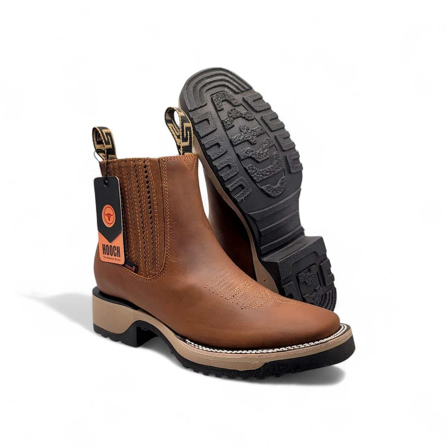 Hooch Boots Men's Tan Crazy Leather Western Boots - Handmade