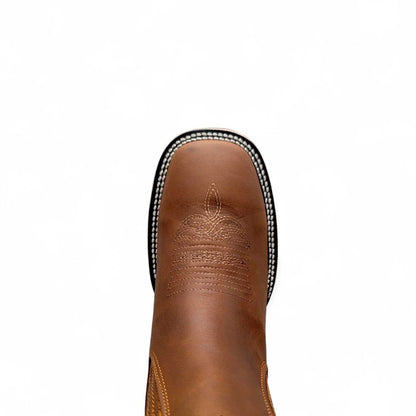 Hooch Boots Men's Tan Crazy Leather Western Boots - Handmade