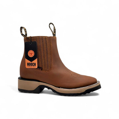 Hooch Boots Men's Tan Crazy Leather Western Boots - Handmade