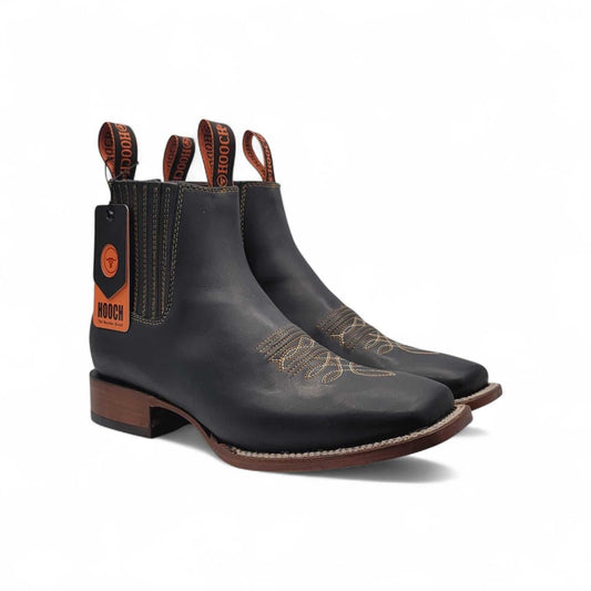 Men's Hooch Botines Charro Botin Boots Handmade Genuine Leather Black