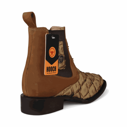 Hooch Boots Mens Pirarucu Print Botin Boots Orix – Square Toe Genuine Leather
