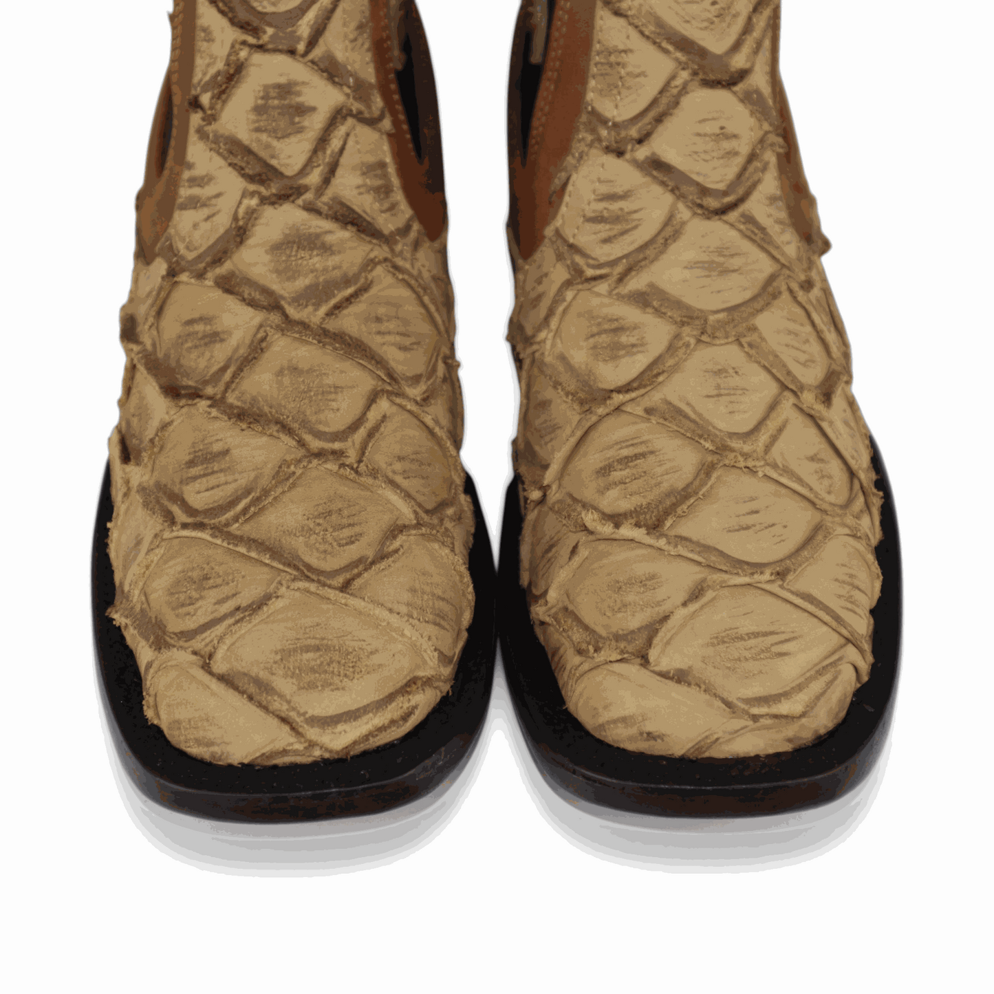 Hooch Boots Mens Pirarucu Print Botin Boots Orix – Square Toe Genuine Leather