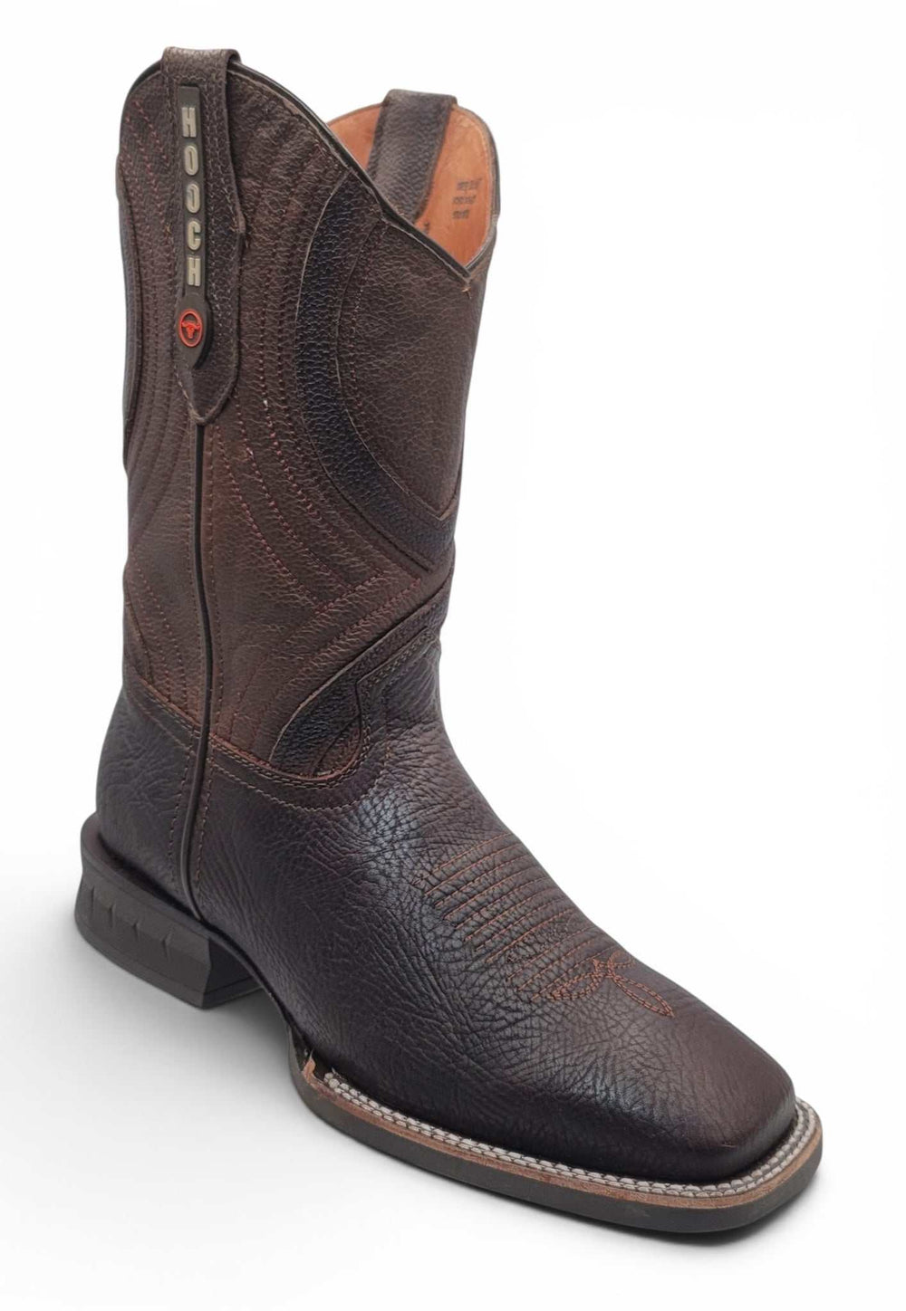 Mens Genuine Bull Shoulder Boot Brown – Square Toe Rubber Sole Western Boots