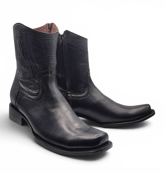Hooch Boots Mens Dubai Toe Privo Leather Boots Black – Genuine Leather Western Boots