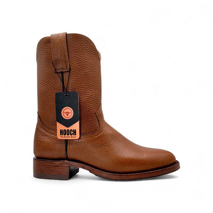 Hooch Boots Mens Roper Boot Honey – Soft Genuine Leather Round Toe Western Boots