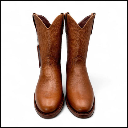 Hooch Boots Mens Roper Boot Honey – Soft Genuine Leather Round Toe Western Boots
