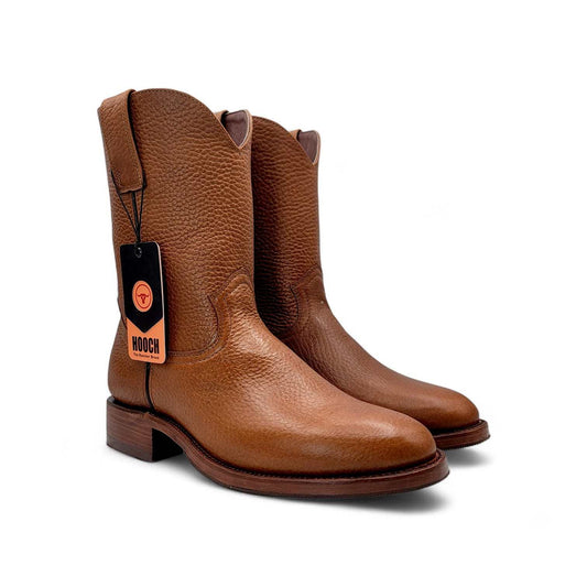 Hooch Boots Mens Roper Boot Honey – Soft Genuine Leather Round Toe Western Boots