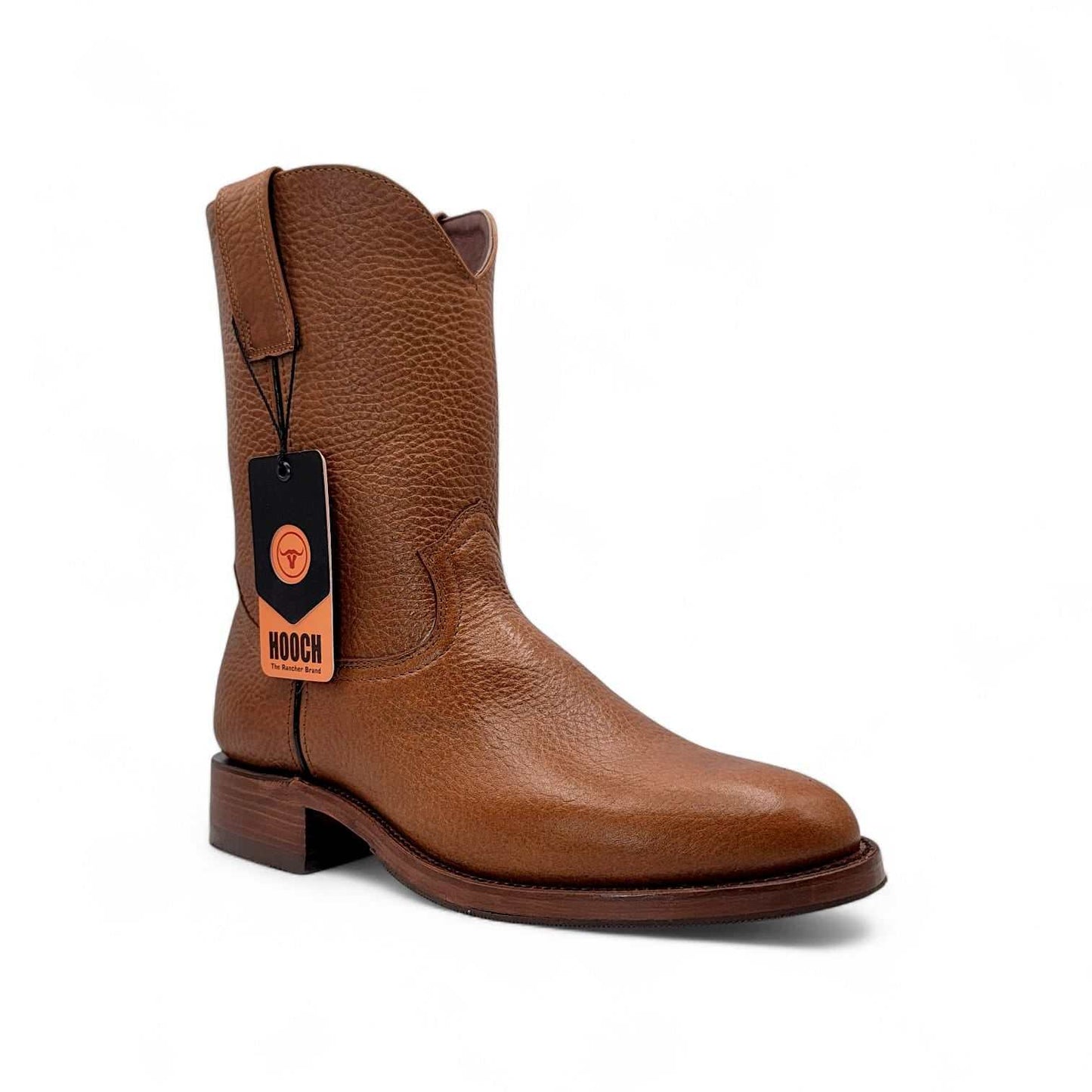Hooch Boots Mens Roper Boot Honey – Soft Genuine Leather Round Toe Western Boots