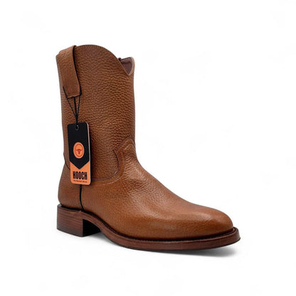 Hooch Boots Mens Roper Boot Honey – Soft Genuine Leather Round Toe Western Boots