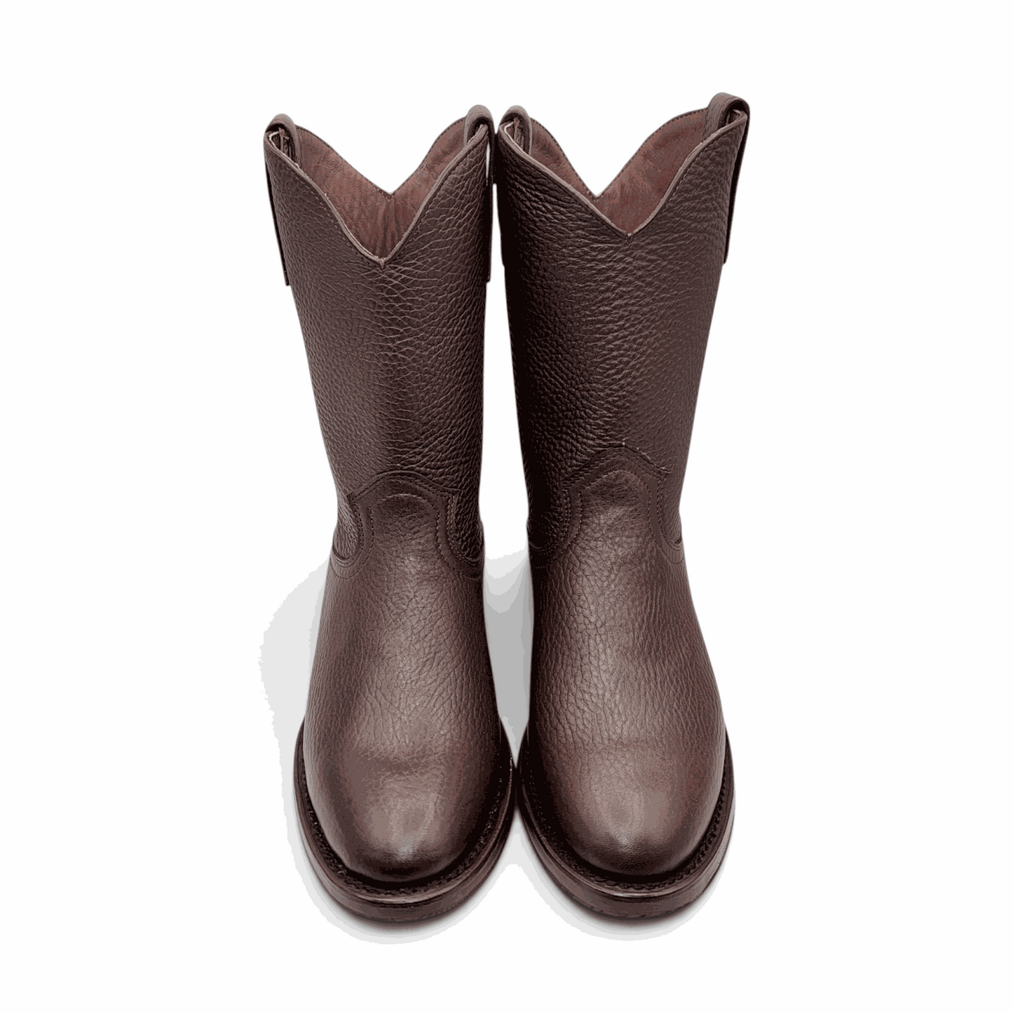 Hooch Boots Mens Roper Boot Brown – Soft Genuine Leather Round Toe Western Boots