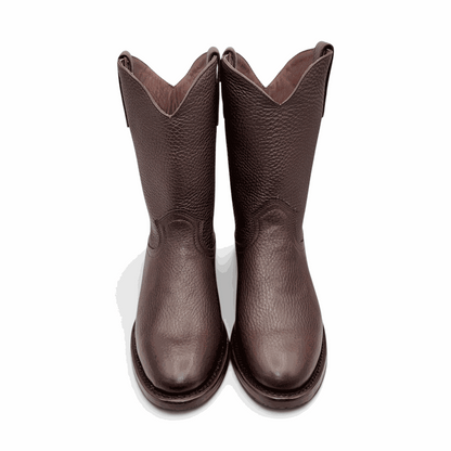 Hooch Boots Mens Roper Boot Brown – Soft Genuine Leather Round Toe Western Boots