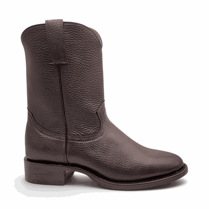 Hooch Boots Mens Roper Boot Brown – Soft Genuine Leather Round Toe Western Boots