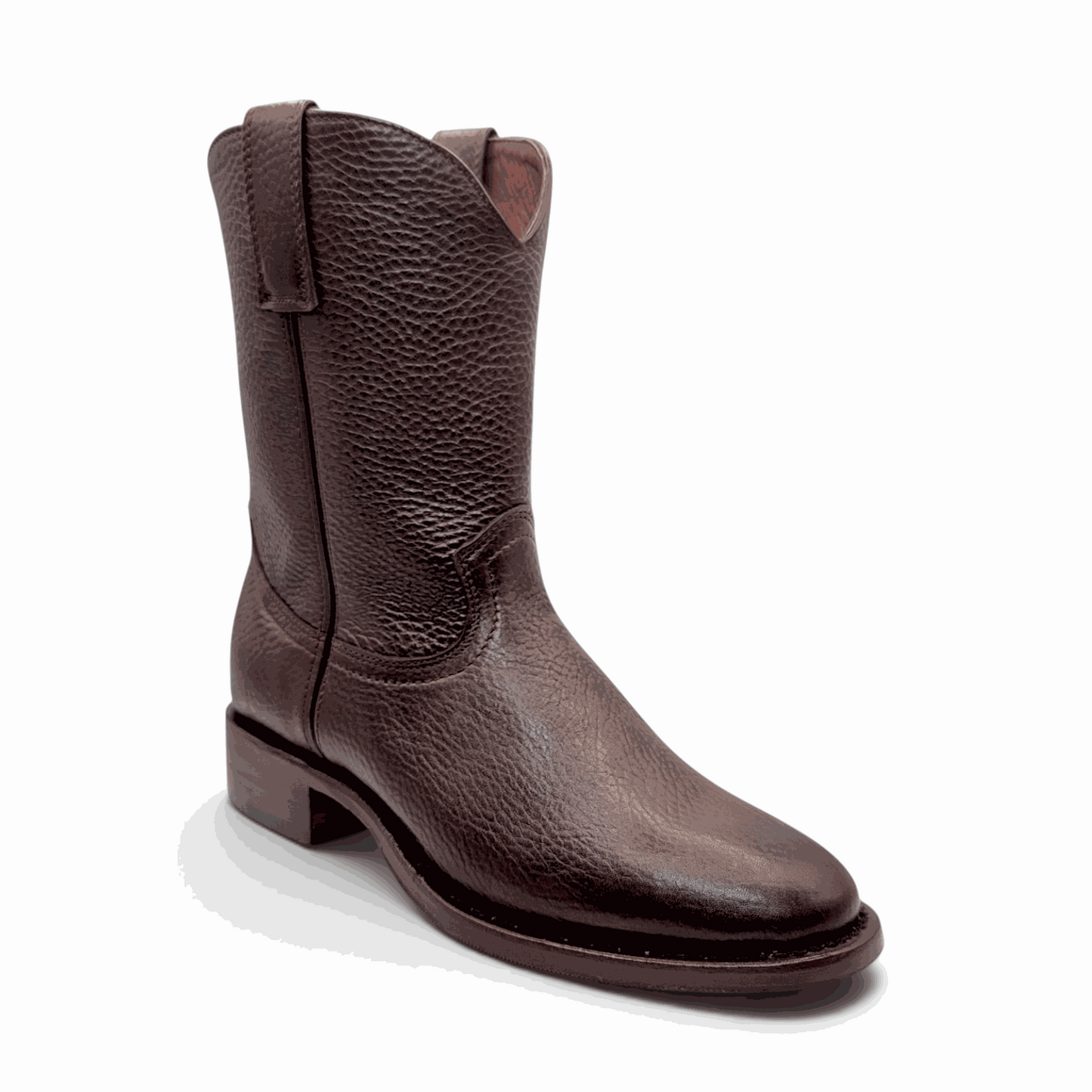 Hooch Boots Mens Roper Boot Brown – Soft Genuine Leather Round Toe Western Boots