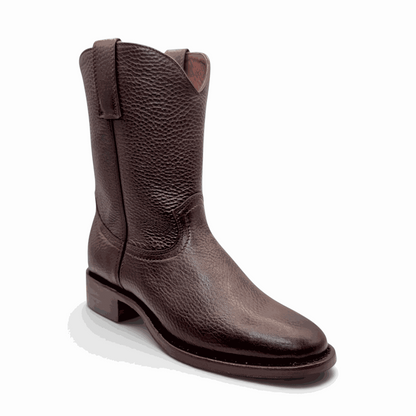 Hooch Boots Mens Roper Boot Brown – Soft Genuine Leather Round Toe Western Boots