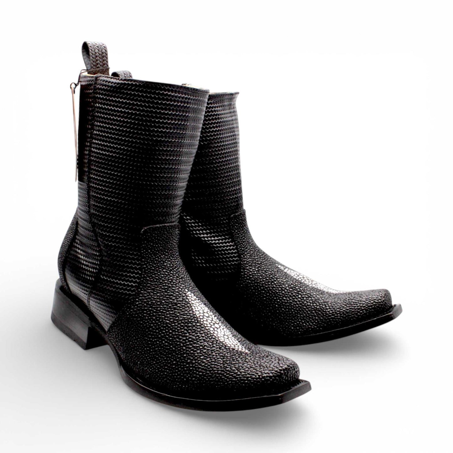 Hooch Boots Mens Dubai Toe Stingray Print Boots – Single Stone Zipper Western Boots