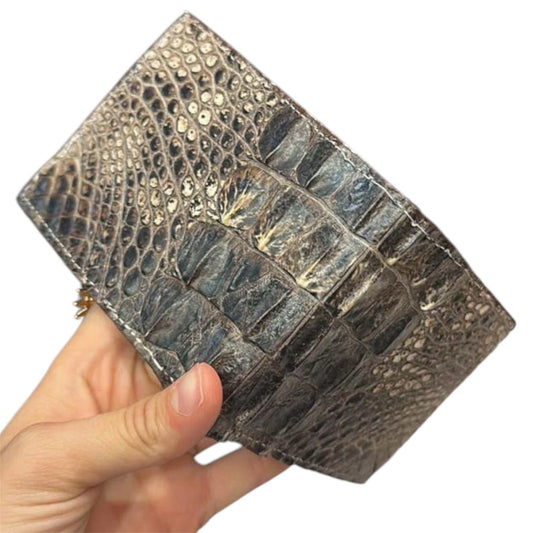 Natural American Alligator Hornback Wallet Bi-fold Card Slots ID Slot Bill Compartment Handmade