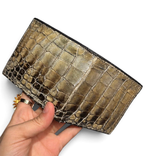 Natural American Alligator Wallet Bi-fold Card Slots ID Slot Bill Compartment Handmade