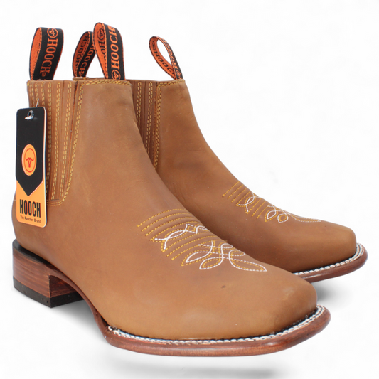 Men's Hooch Botines Charro Botin Boots Handmade Genuine Leather Tan