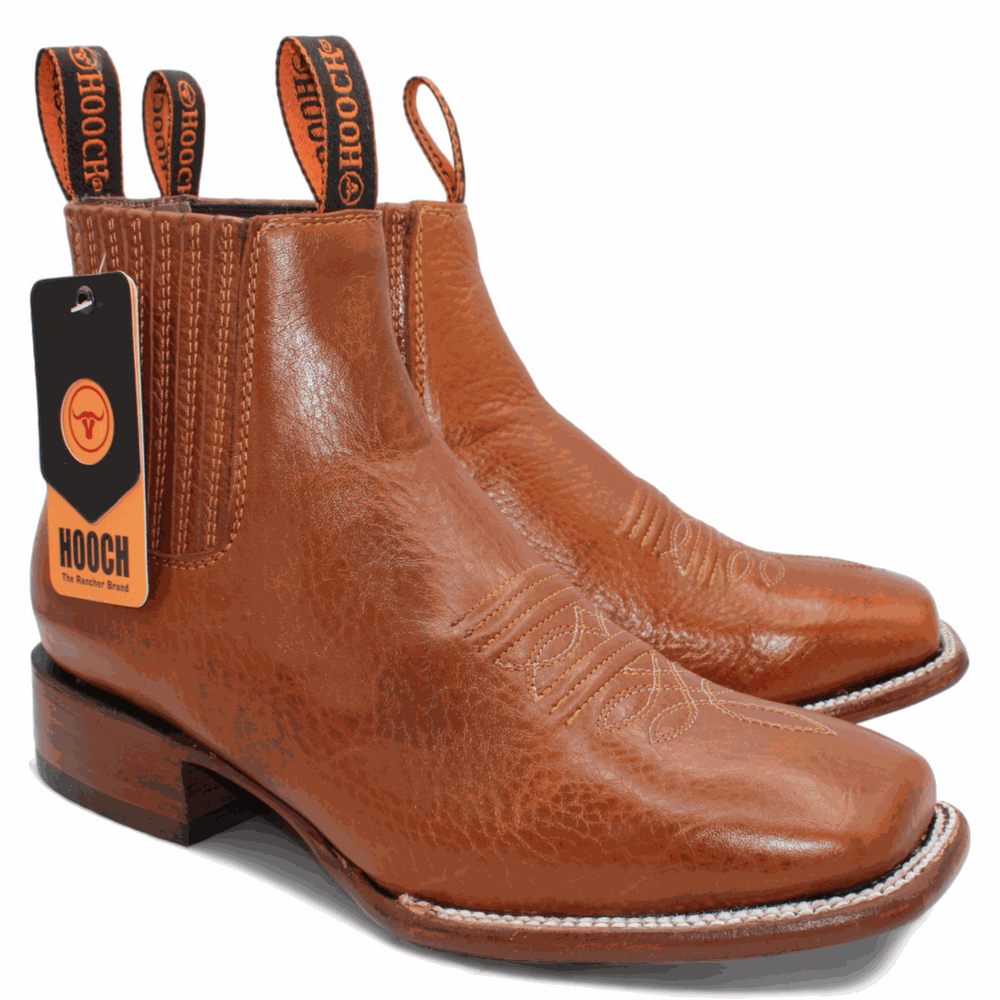 Men's Hooch Botines Charro Botin Boots Handmade Genuine Leather Brown