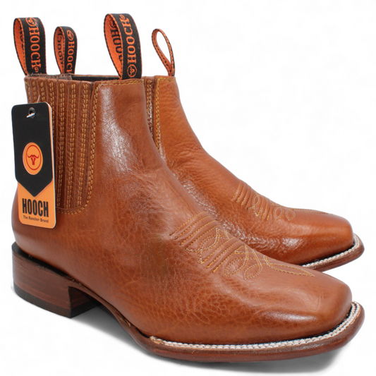 Men's Hooch Botines Charro Botin Boots Handmade Genuine Leather Brown