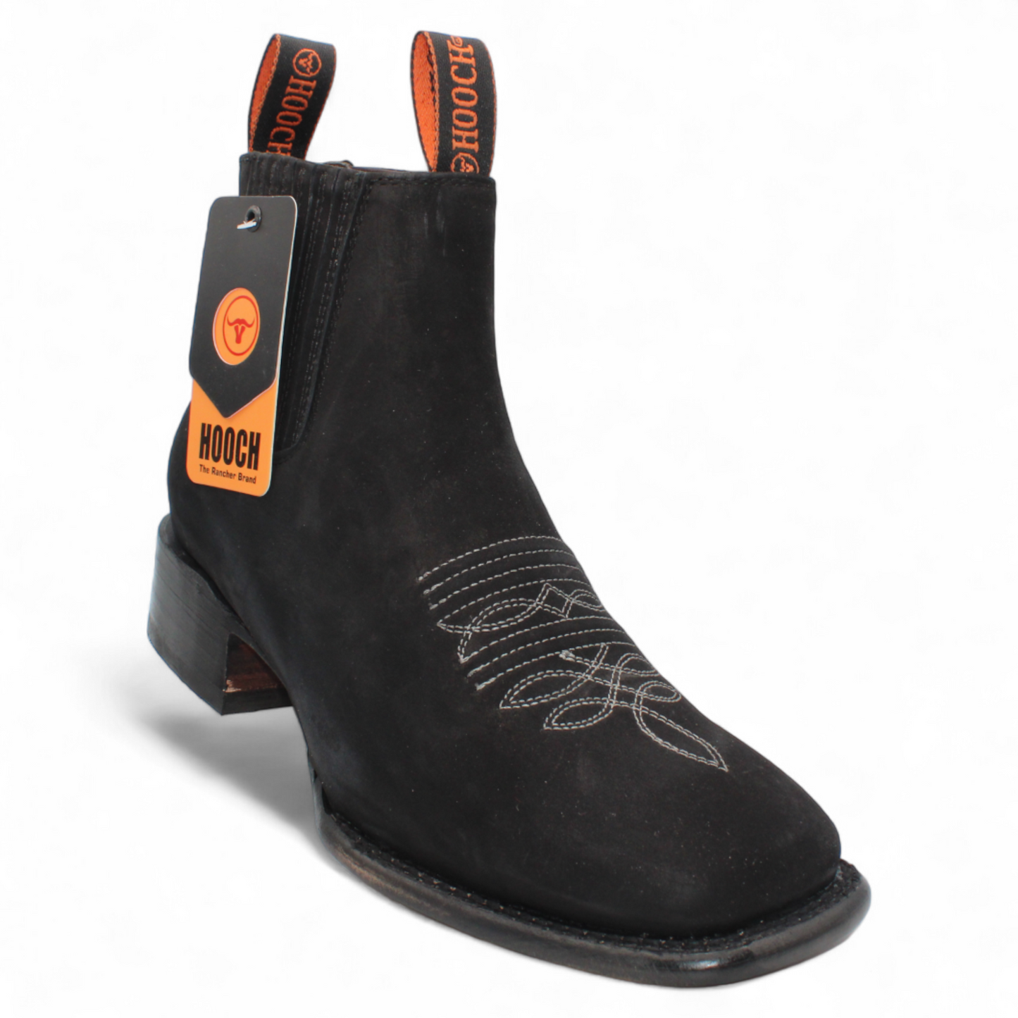Men's Hooch Botines Charro Botin Boots Handmade Genuine Leather Black