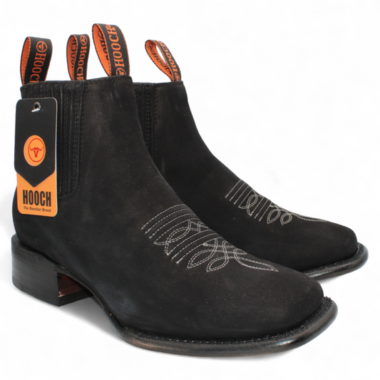 Men's Hooch Botines Charro Botin Boots Handmade Genuine Leather Black