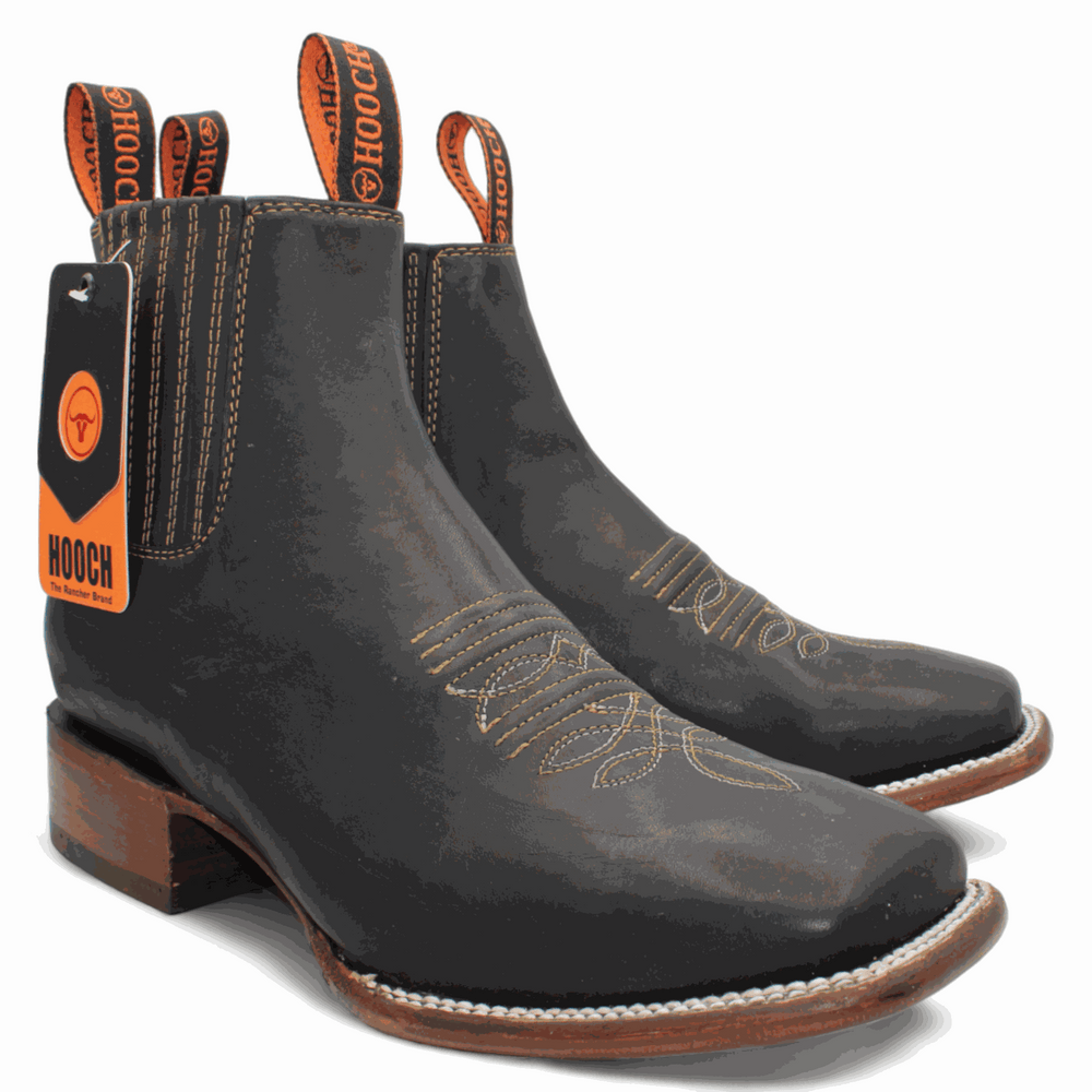 Men's Hooch Botines Charro Botin Boots Handmade Genuine Leather Black