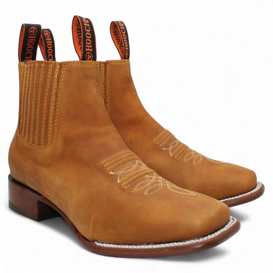 Men's Hooch Botines Charro Botin Boots Handmade Genuine Leather Honey