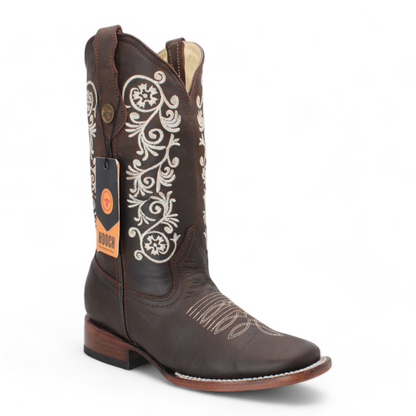 Women's Hooch Leather Western Boots Brown Handmade