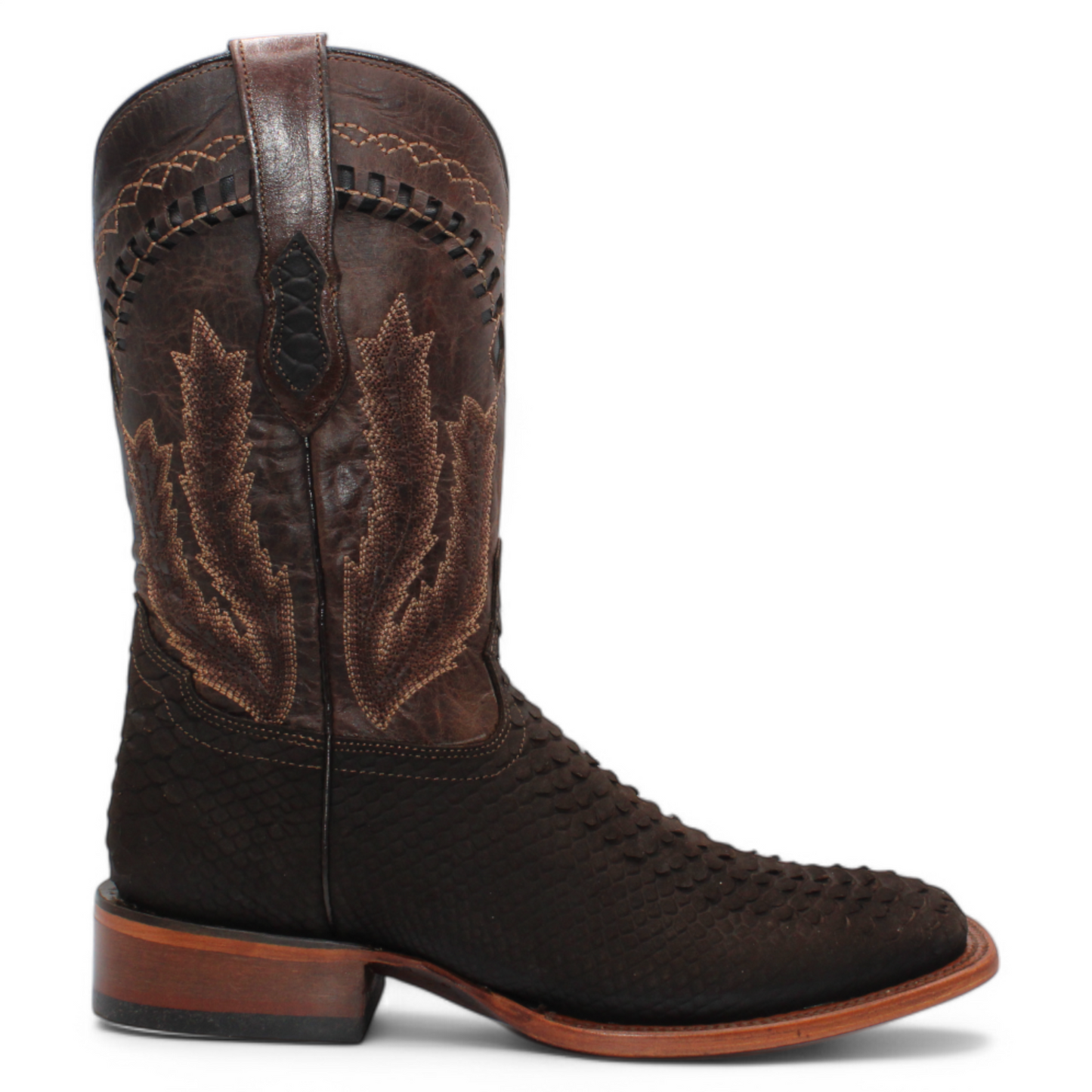 Botas vaqueras Hooch Python con estampado para hombre, color marrón, hechas a mano