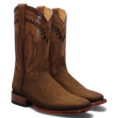 Men's Hooch Python PRINT Cowboy Boots Honey Handmade