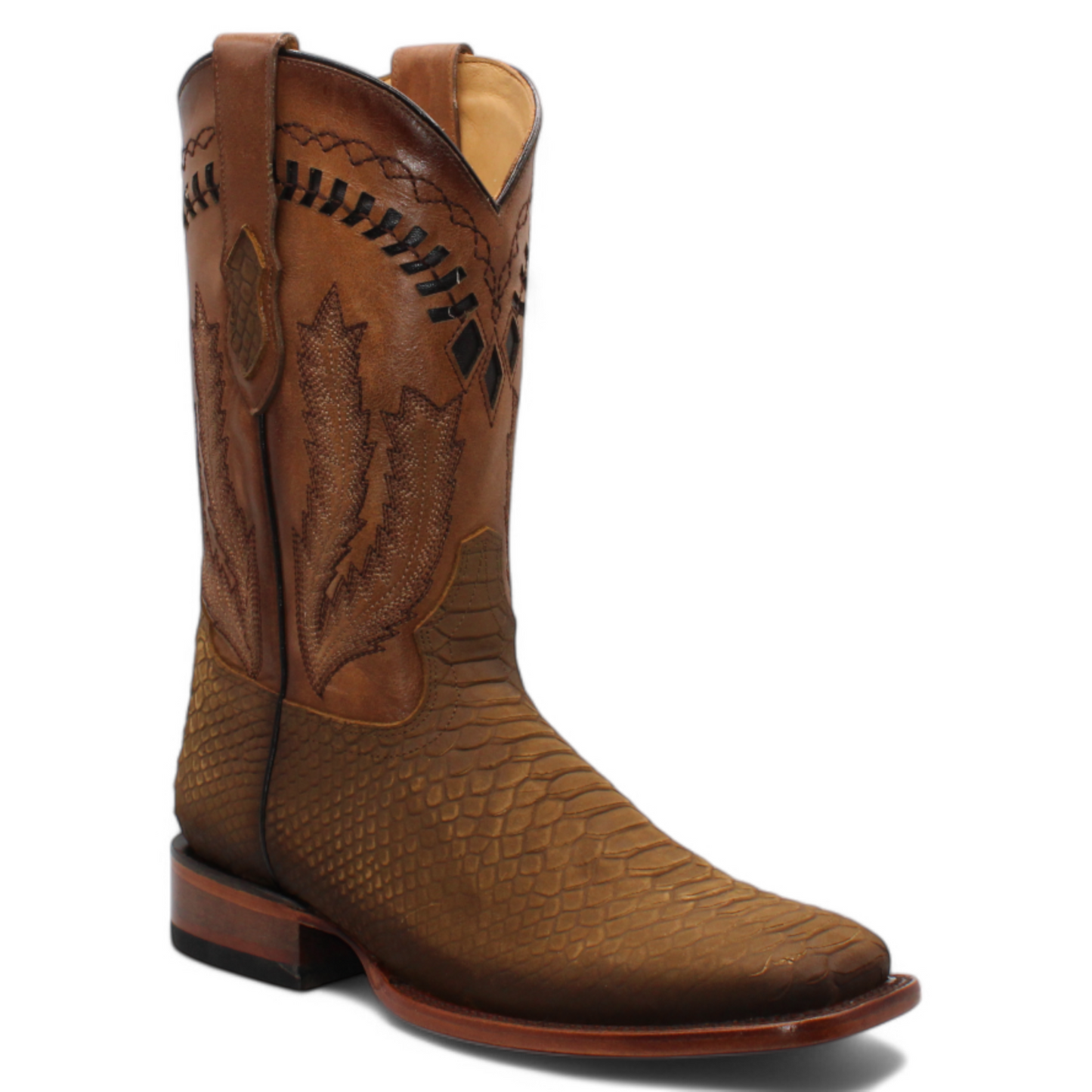 Men's Hooch Python PRINT Cowboy Boots Honey Handmade
