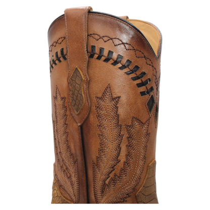 Herren Hooch Python PRINT Cowboystiefel Honig Handarbeit