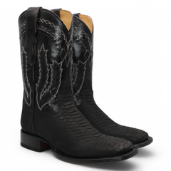 Men's Hooch Python PRINT Cowboy Boots Black Handmade
