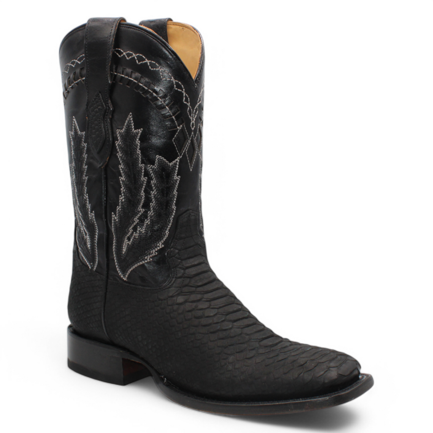 Botas vaqueras Hooch Python con estampado para hombre, color negro, hechas a mano