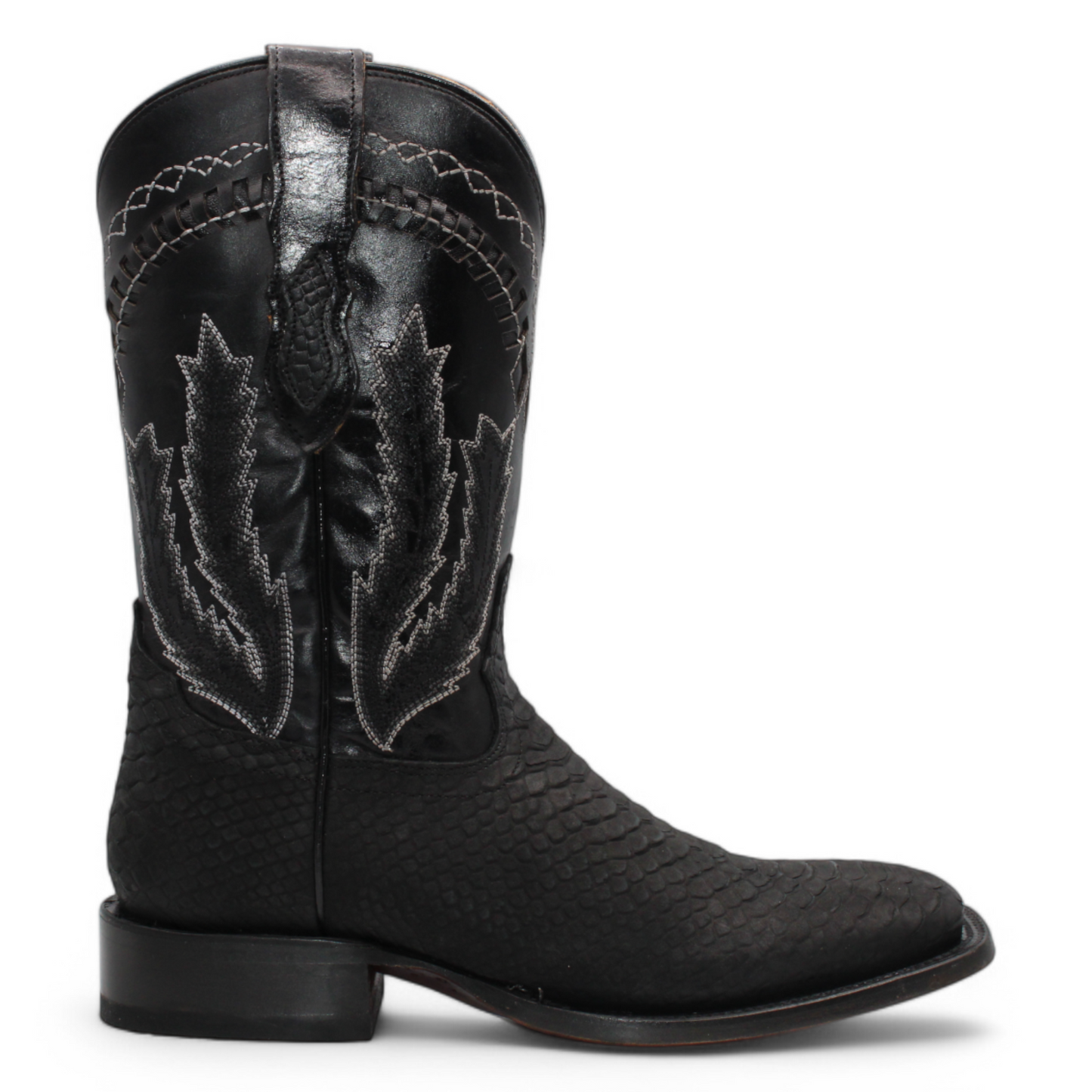 Botas vaqueras Hooch Python con estampado para hombre, color negro, hechas a mano