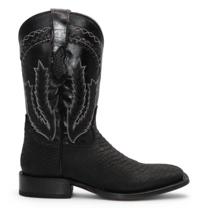 Botas vaqueras Hooch Python con estampado para hombre, color negro, hechas a mano