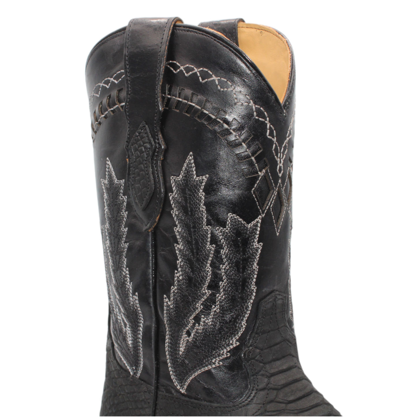 Botas vaqueras Hooch Python con estampado para hombre, color negro, hechas a mano