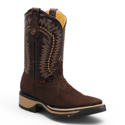 Botas vaqueras Hooch Python con estampado para hombre, color marrón, hechas a mano