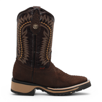 Botas vaqueras Hooch Python con estampado para hombre, color marrón, hechas a mano