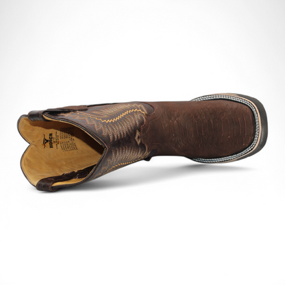 Botas vaqueras Hooch Python con estampado para hombre, color marrón, hechas a mano