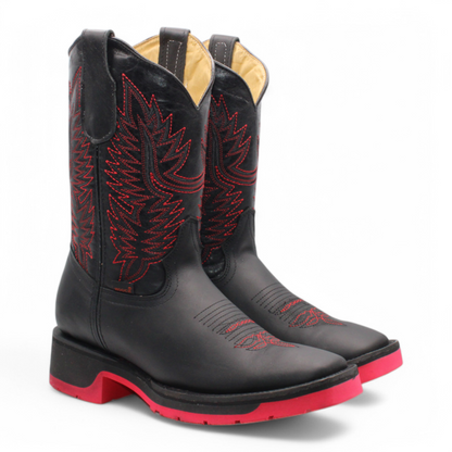 Men's Hooch Western Boots Black Handmade Rubber Sole