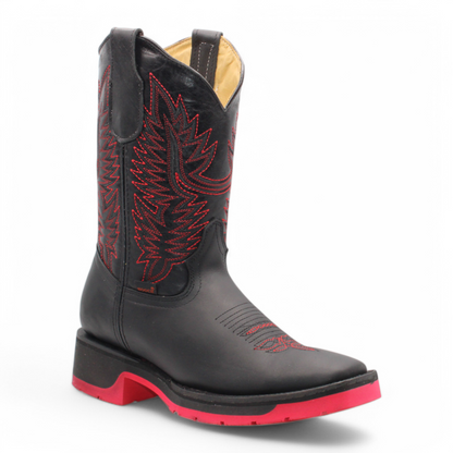 Men's Hooch Western Boots Black Handmade Rubber Sole