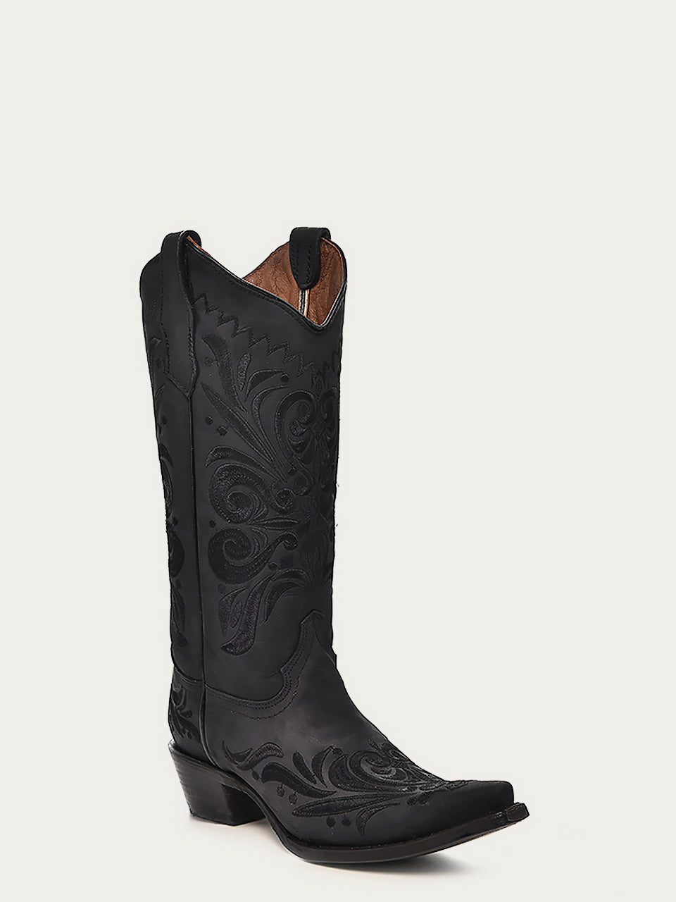 Women's Corral Black Genuine Leather Boots with Filigree